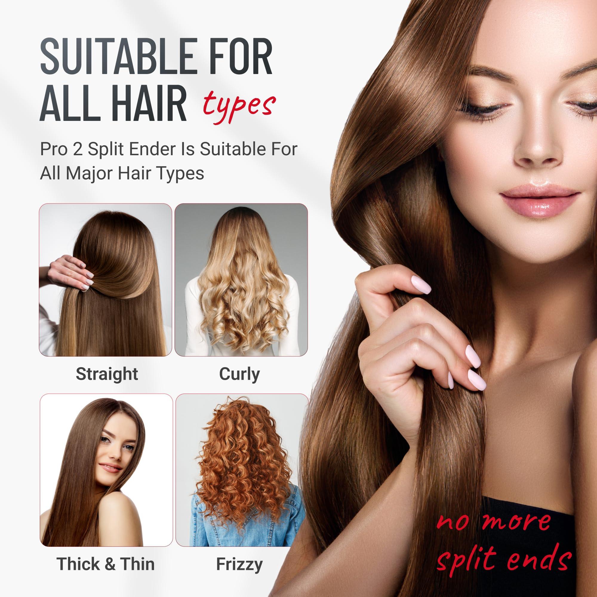 Split-Ender Split-Ender Pro 2 - The Original Cordless Split End Hair Trimmer Automatic Rechargeable Home Tool Hair Clipper 2-in-1 for Dry Damaged Splitting Broken Brittle Straight Curly Frizzy Beauty - Black