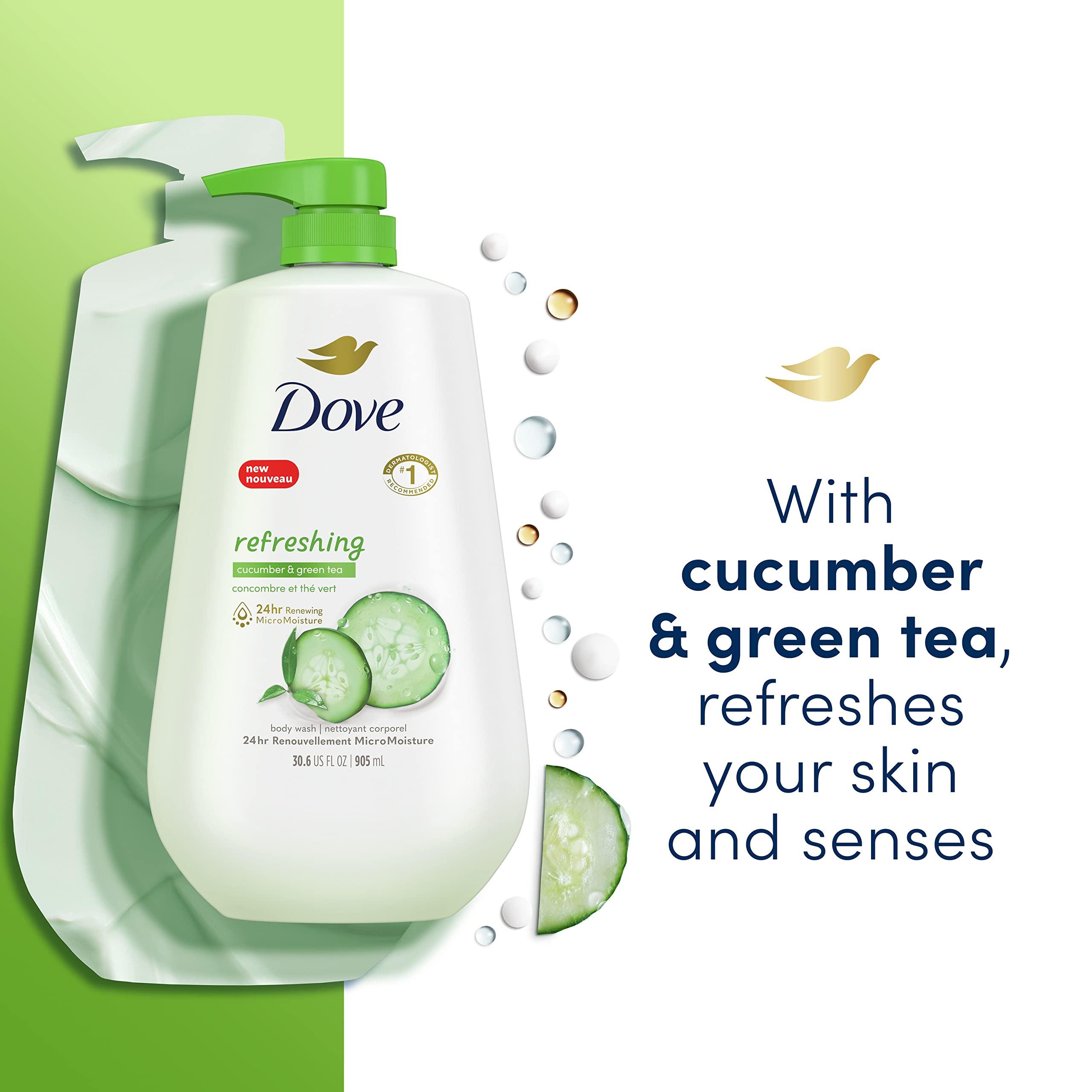 Dove Dove Body Wash with Pump,Revitalizante Cherry & Chia Milk, 3 Count & Body Wash with Pump Refreshing Cucumber and Green Tea Refreshes Skin Cleanser