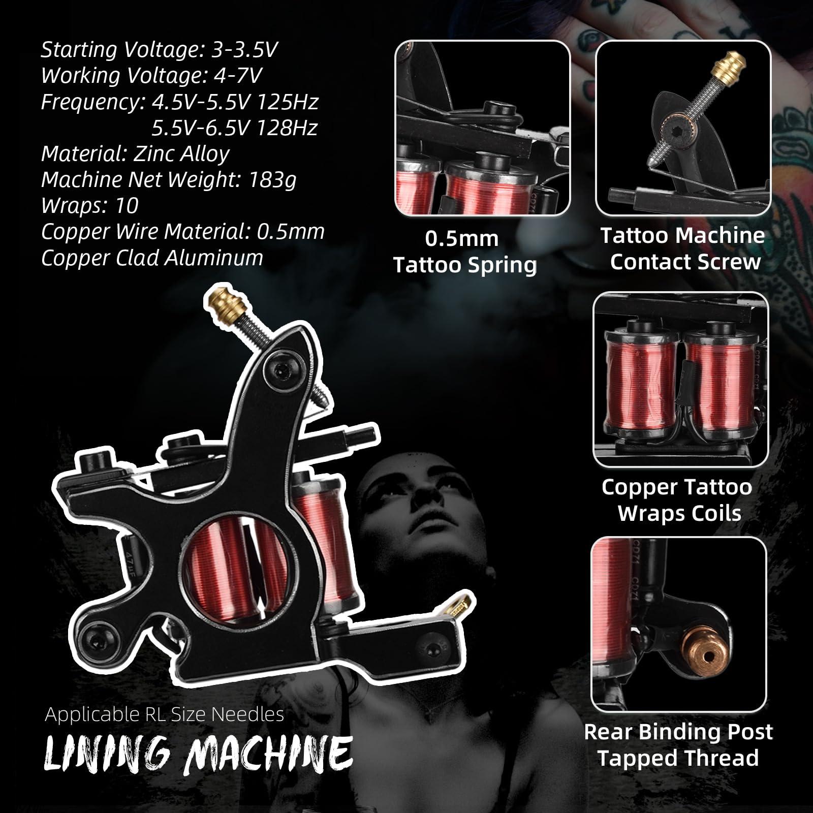 TTOOGO TTOOGO Coils Machine Kit for Liner Complete Tattoo Machine Kit - Liner Coil Machine Red Mini Tattoo Power Tattoo Pen Beginner Tattoo Set,C