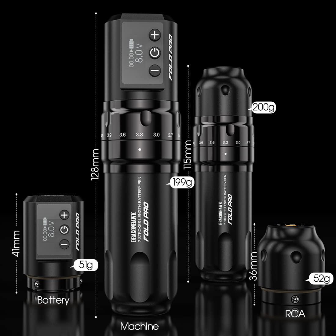 MAST TATTOO Mast Tattoo Fold Pro Wireless Tattoo Pen Machine Gun with 2 Replaceble Batteries