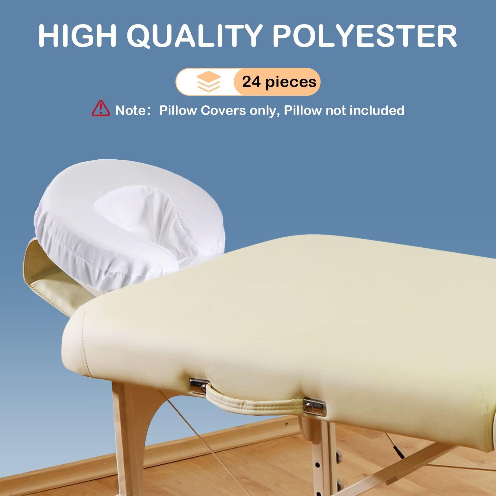 Macarrie 24 Pcs Face Cradle Covers for Massage Table Microfiber Reusable Soft Thicker Massage Table Head Rest Covers Bulk Oil Proof Headrest Cradle Sheets for Spa Beauty Salons (White)