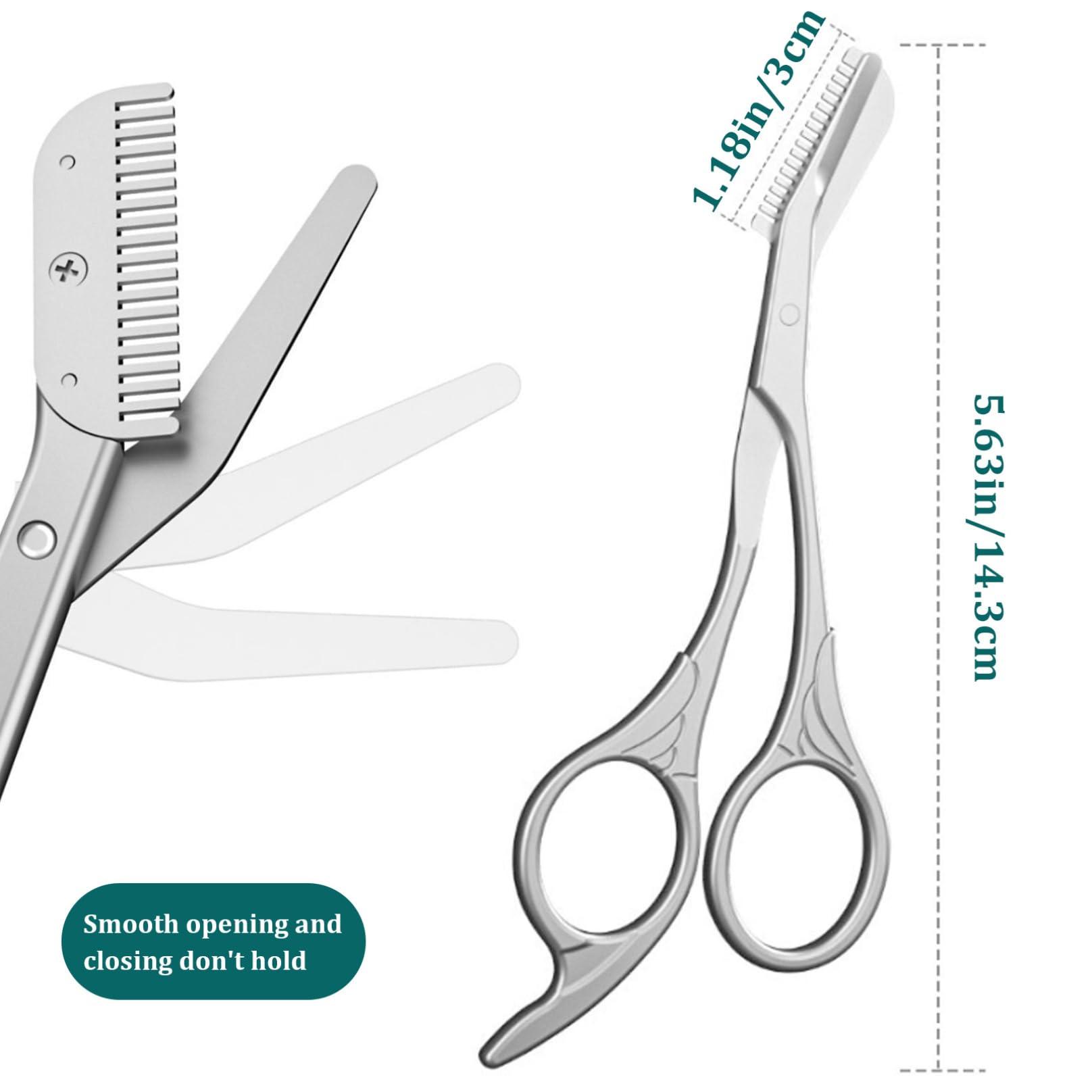 NewGtuizi Eyebrow Scissors With Comb Eyebrow Scissors with Comb, 5.63\" Stainless steel Brow Scissors, Rustproof Eye Brow Trimmer for Ladies, Trimming Scissors with Non slip Handle for Home Travel