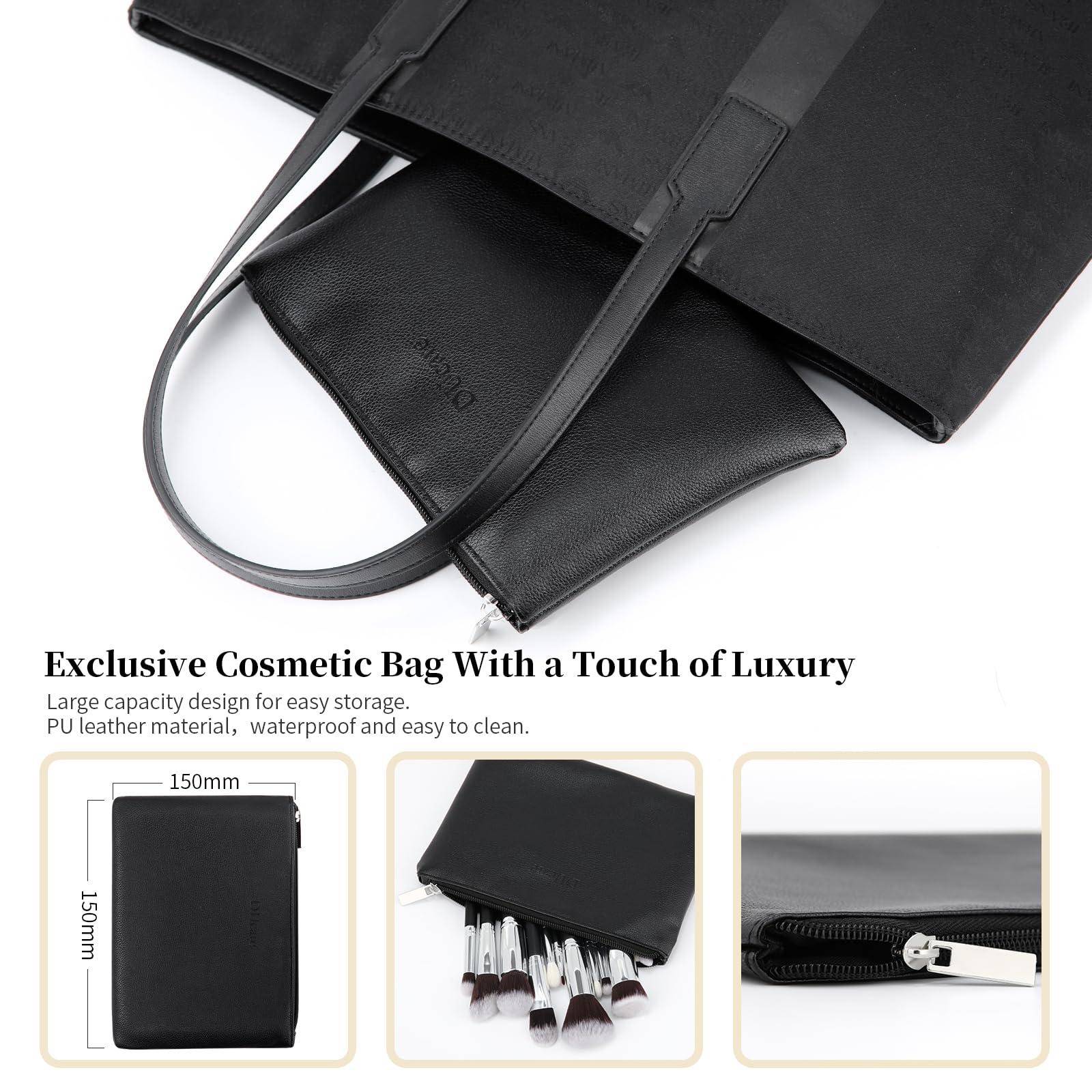 DUcare DUcare Makeup Brushes with Bag,15Pcs Makeup Brush Set Christmas Gift Travel Kabuki Foundation Blending Blush Eyeliner Shadow Brow Concealer Brushes Kit Black