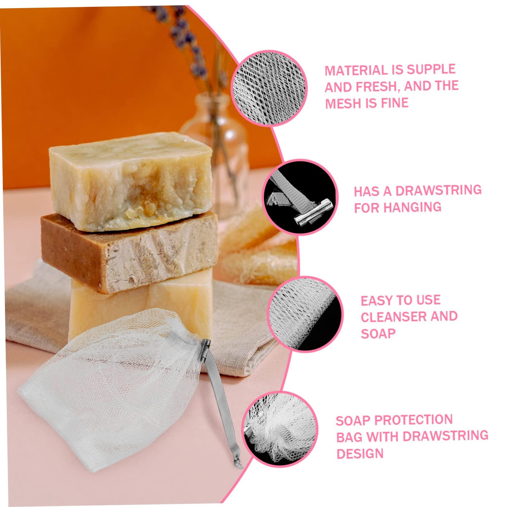 Angoily Angoily 8pcs Soap Mesh Bag Soap Dishes for Bar Mesh Foaming Net Dish Soap Holder Cleansing Dispenser Soap Holder Bag Filter Based Cup Clear Simple Face Scrubbers Fabric Dark Grey