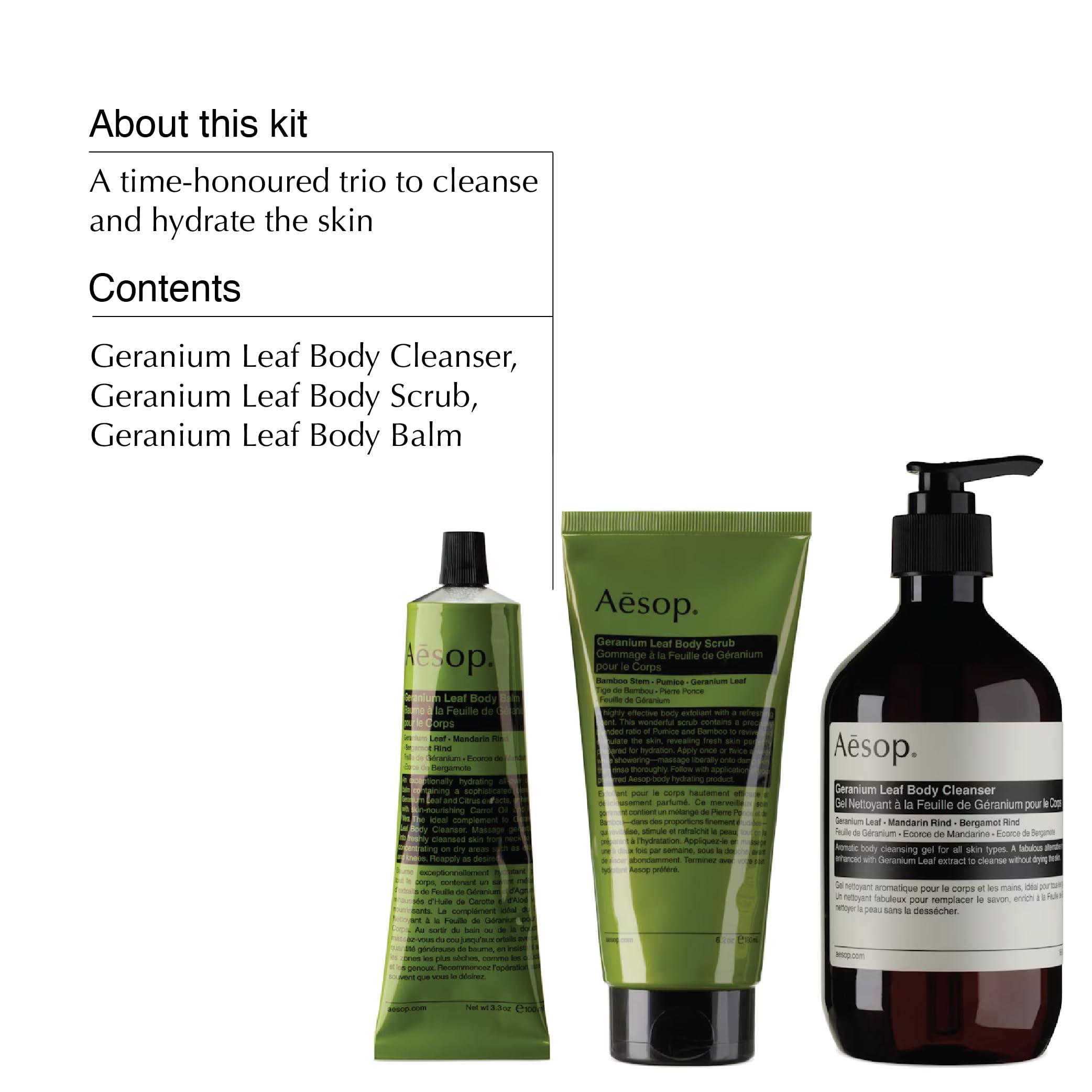 Aesop Aesop Geranium Leaf Body Care Trio | Luxurious Cleansing | Exfoliating | Hydrating Gift Set for Radiant Skin