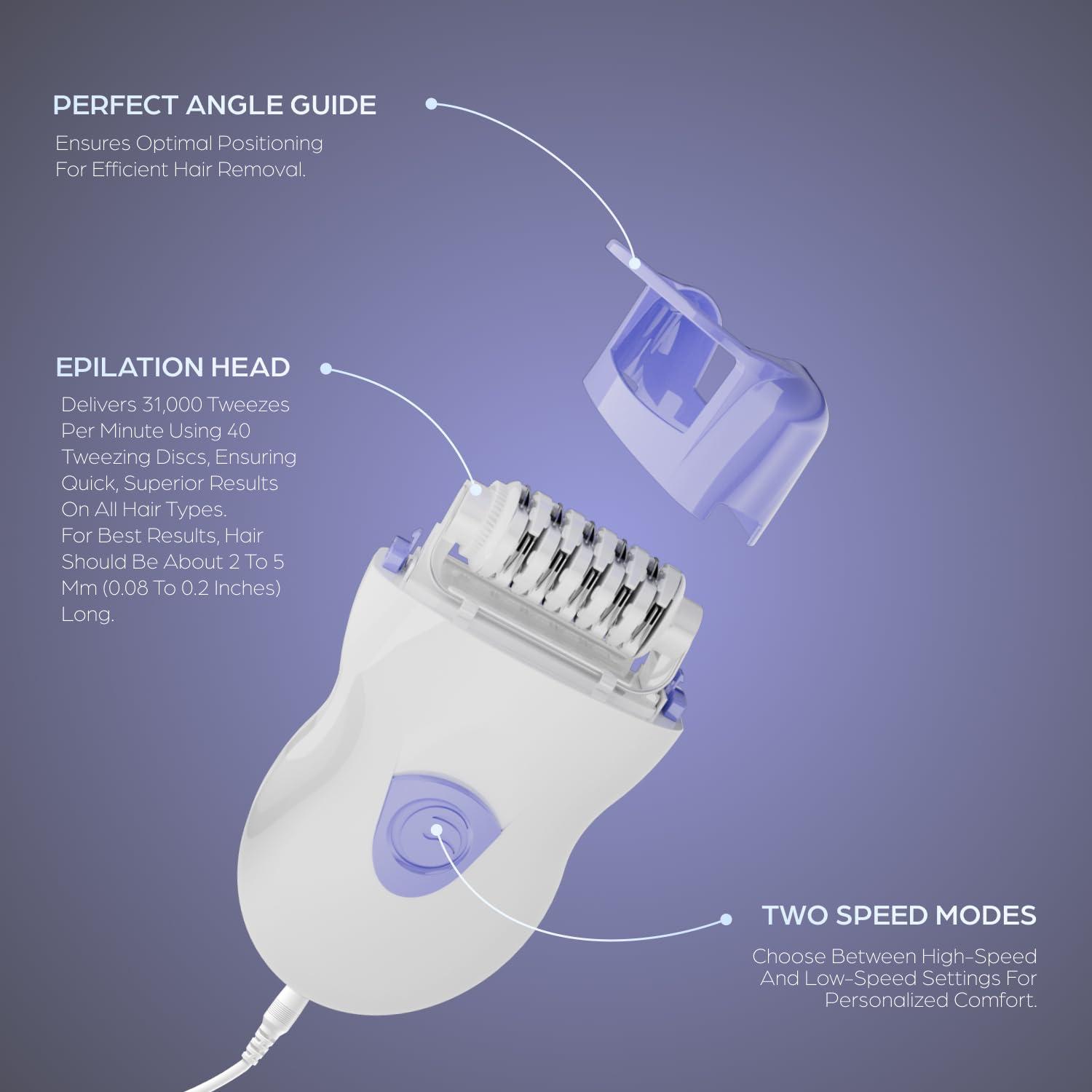 Epilady Epilady Speed Corded Epilator for Women | Compact Hair Removal Device for Arms, Legs, Underarms & Bikini Area, Epilators Hair Removal for Women