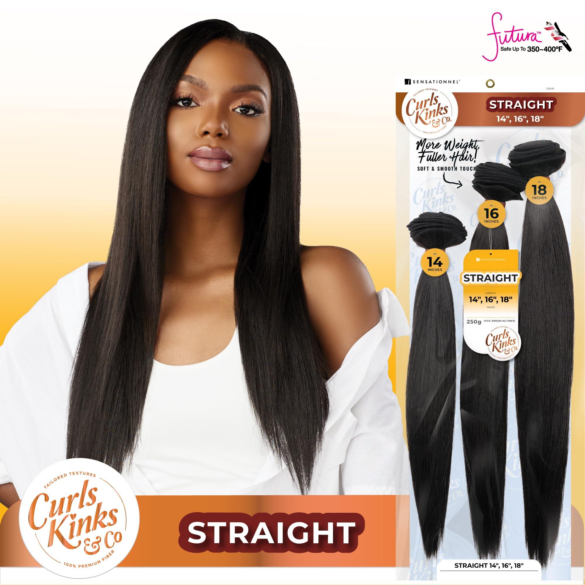 Sensationnel Sensationnel Curls kinksandco synthetic bundles - straight multibundle quick weave hair for natural 3c to 4c hair textures (14 16 18 inch, 4 MEDBROWN)