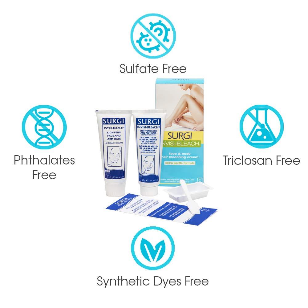 SURGI WAX Surgi Invisi-Bleach Face & Body Hair Bleaching Cream 1.5 oz (Pack of 2)