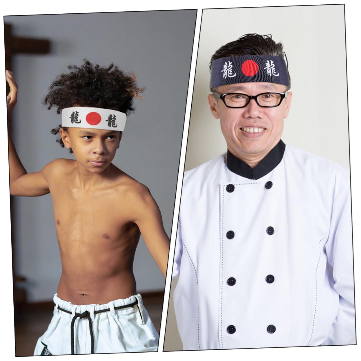 COLLBATH COLLBATH 2 Pcs Japanese Hair Band Bandanas Lightsaber Taekwondo Ninja Bands Sushi Chef Headband Head Band Japanese Headband for Samurai Japanese Karate Headband Samurai Headband Cotton
