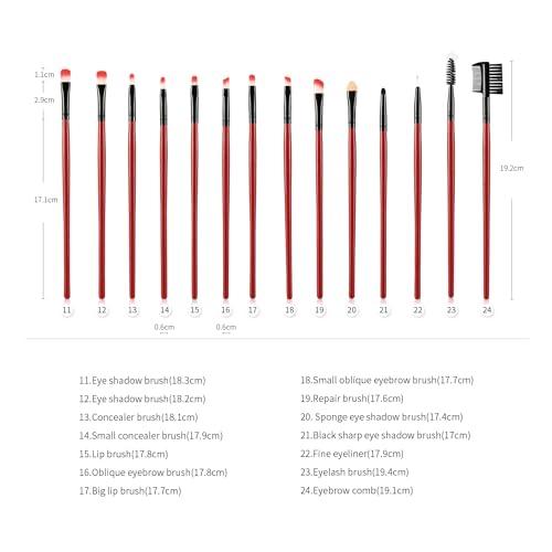 Taolivingmart Makeup Brush Set 24 Piece Professional with Portable Storage Bag, Wood Grain Texture, Soft and Durable Perfect for Travel and On-The-Go Touch Ups (Pink)