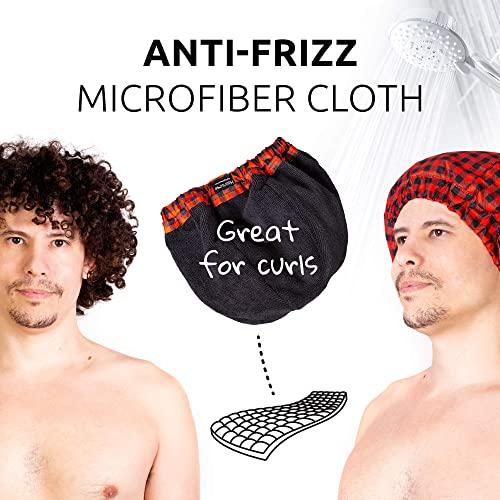 HAIRSOME 2 Premium Men Shower Cap For Dreadlocks, Braids, Curls, Locs, Curly Hair. Large, Double-Sided, Waterproof, Reusable shower cap for mens hair. Terry cloth lined, elevated, sleek looking shower caps
