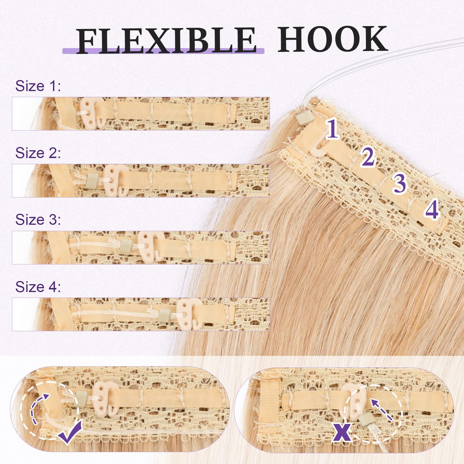 prokyvity Halo Hair Extensions Real Human Hair,Prokyvity Halo Hair Extension 100% Human Hair,Halo Extensions Real Human Hair,Human Hair Halo Extensions,18P613 Gold Blonde Mixed Bleach Blonde 16inch