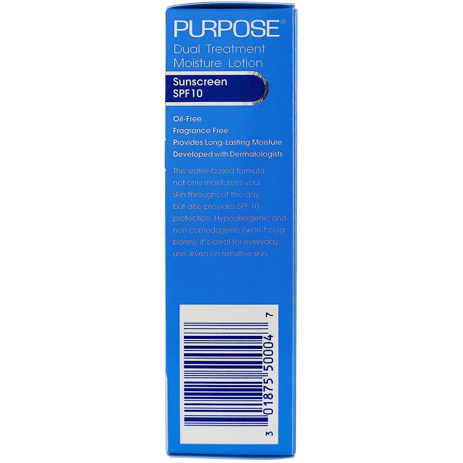 With a Purpose PURPOSE Dual Treatment Moisturizer, SPF 10 4 oz (Pack of 2)