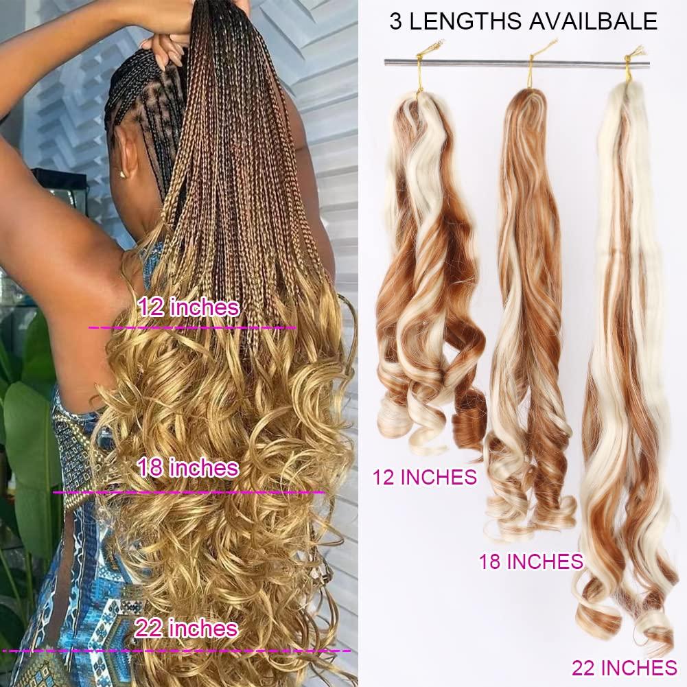 JVILO JVILO Loose Wave Spiral Curl Crochet Hair French Curl Braiding Hair 18Inchs 8Packs Synthetic Braids Ombre Pre Stretched Braiding Hair (18inch 8packs, P30/33)