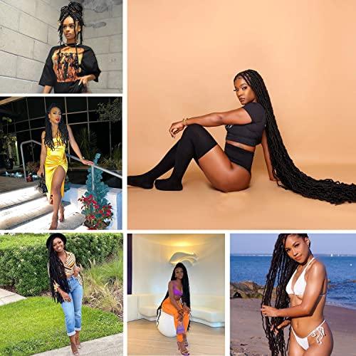 Love ORNAN Blonde Faux Locs Crochet Hair Soft Locs 18 inch 7 Packs Short Pre Looped Crochet Locs Goddess Locs Crochet Hair For Black Women Braiding Hair Extensions (18 Inch (Pack of 7), 613#)