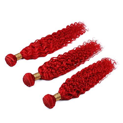 General Cloud Hair Bright Red Brazilian Hair Bundles Deep Wave Curly Human Hair Weave 3 Bundles Deals 9A Cheap Color Red Virgin Hair Extensions (18 18 18 inch)