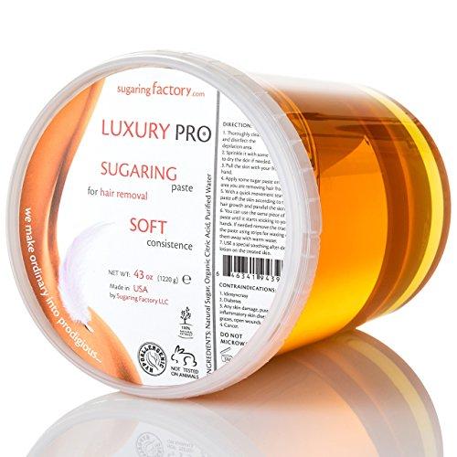Sugaring Factory Sugaring Paste Luxury Pro Waxing Kit - Super Soft Organic Sugar Wax for Strips & Facial Hair - Made in USA, 43 oz - For Women and Men