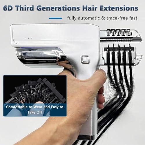 YQDDM YQDDM Hair Extensions Machine,6D Third Generation Hair Extension Machine with Pliers, Invisible Seamless No-Trace Hair Extensions Tool for Salon, Easy to Use