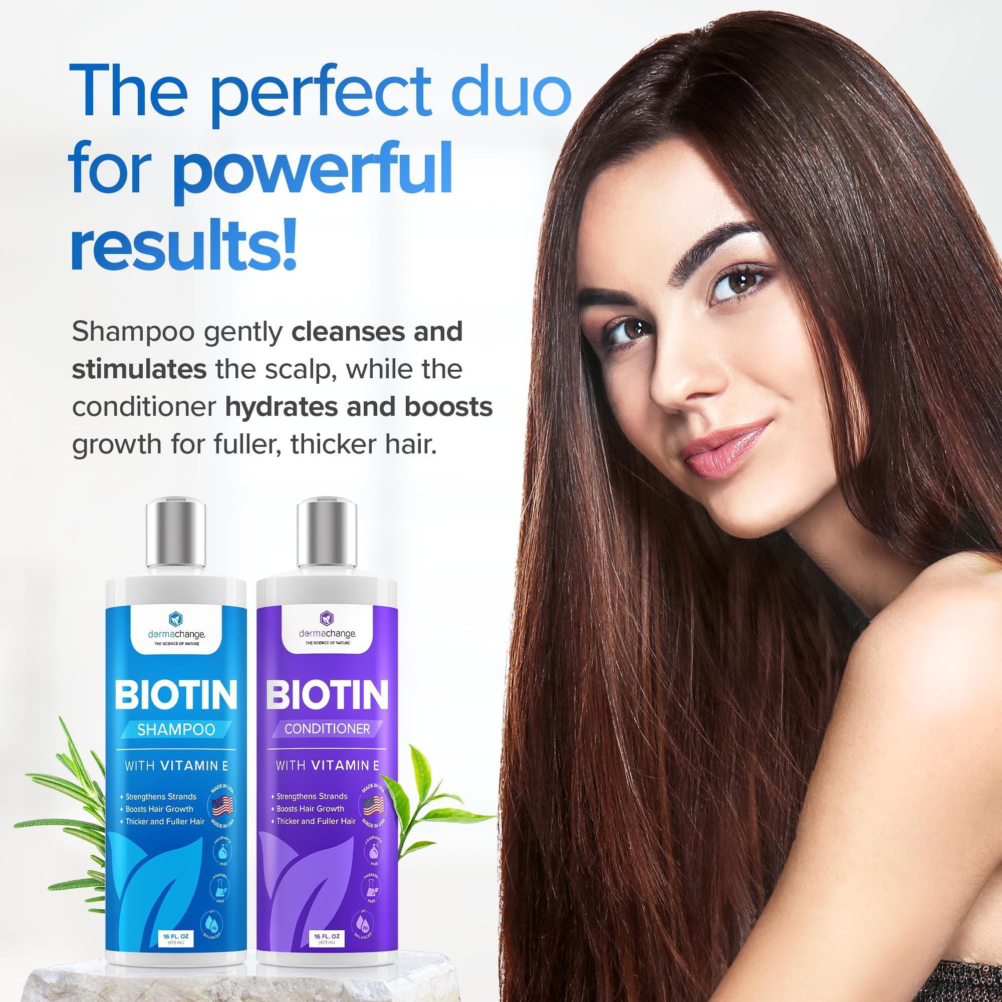 DermaChange DermaChange Biotin Shampoo and Conditioner Set - Hair Growth Shampoo and Conditioner for Men & Women - Shampoo Conditioner for Dry, Damage & thinning hair with Tea Tree, Manuka Honey & Rosemary 16oz