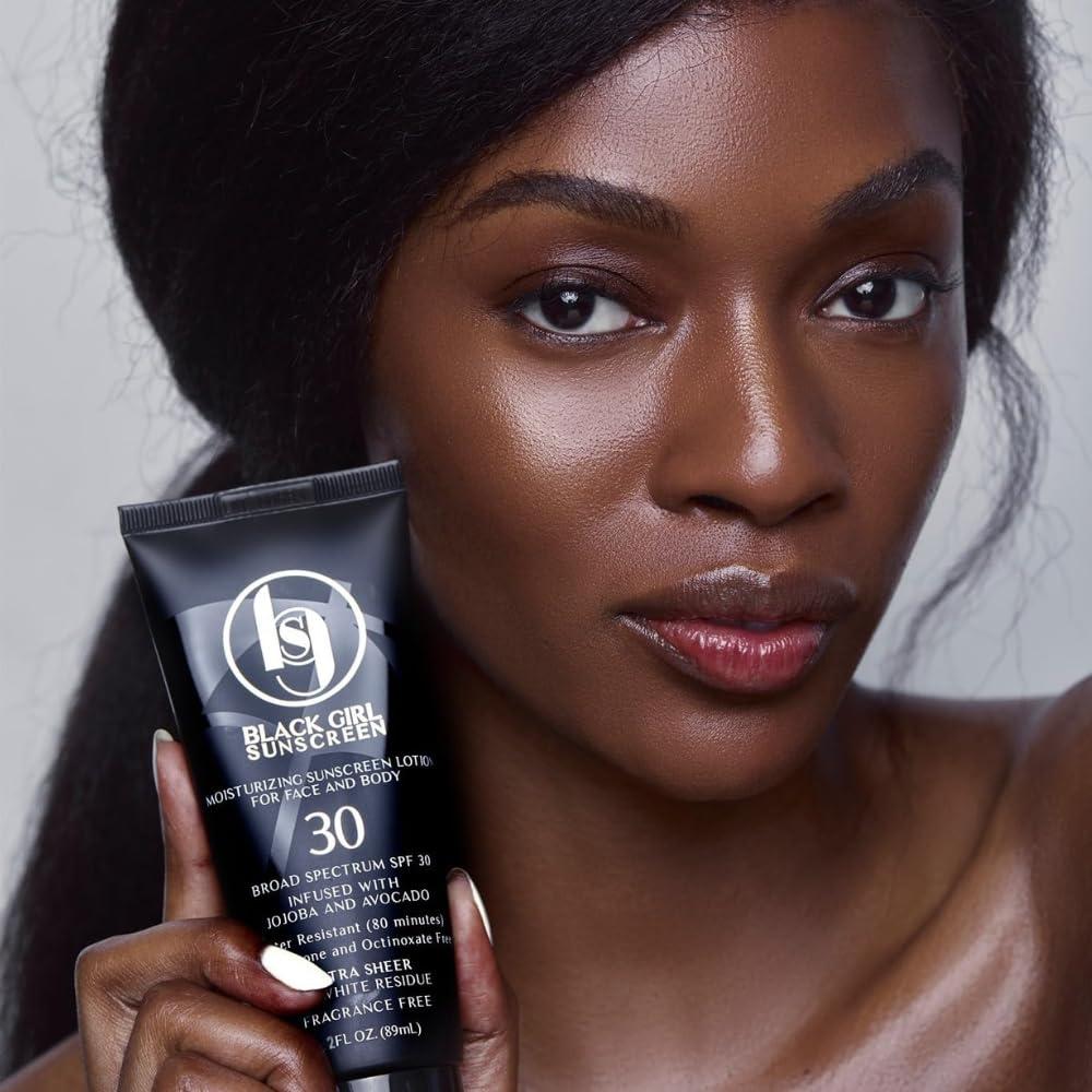 BLACK GIRL SUNSCREEN BLACK GIRL SUNSCREEN - Face & Body Moisturizing Sunscreen Lotion SPF 30, No White-Residue for Melanin Rich Skin (2 Fl. Oz.)