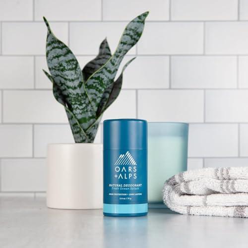 Oars + Alps Oars + Alps Hair and Body Travel Kit for Men, Includes Sulfate Free Shampoo, Conditioner, Body Wash, Deodorant, and Reusable Pouch, TSA Friendly, Fresh Ocean Splash Scent