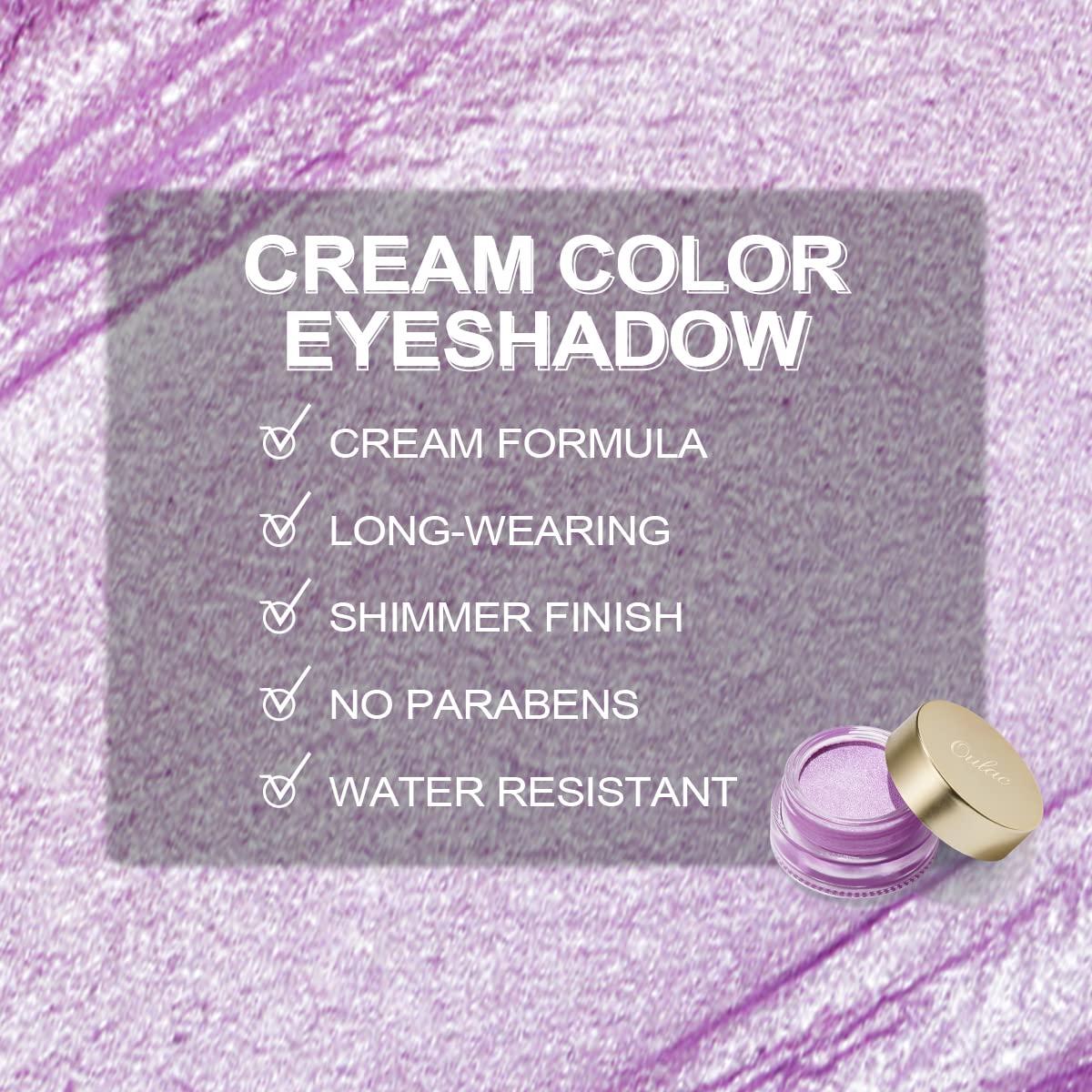 Oulac Oulac Purple Glitter Cream Eyeshadow also as Highlighter, Large Capacity with Moisturizing Smooth Formula. Highly Pigmented Shimmer Eye Makeup.Waterproof,0.42 oz.(04)