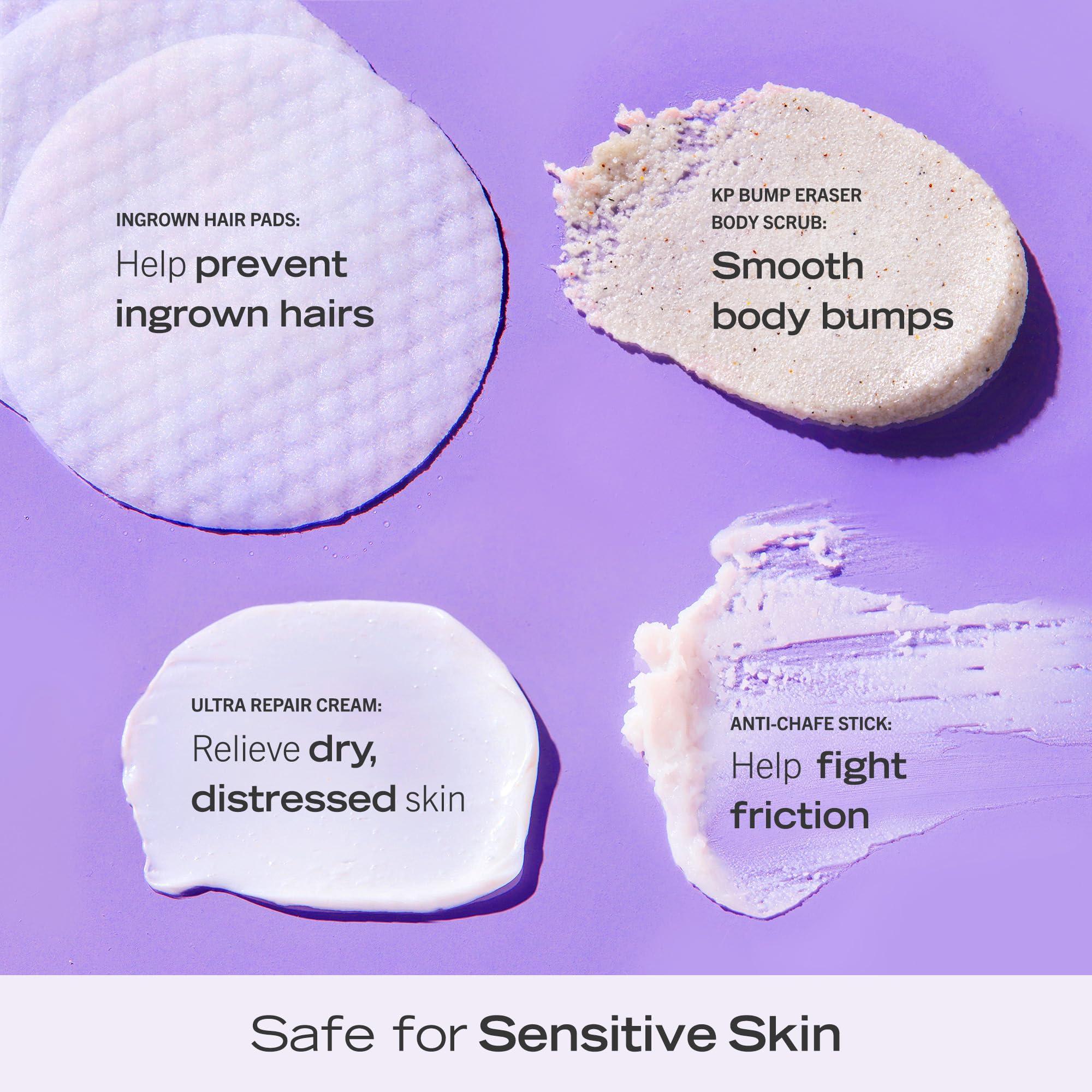 First Aid Beauty First Aid Beauty - Smooth Skin Season: KP Bump Eraser Body Scrub, 4oz, Ultra Repair Cream, 6oz, Anti-Chafe Stick, 0.35oz, Ingrown Hair Pads, 60 Pads, Deep Hydration & Exfoliating Body Essentials, 4ct