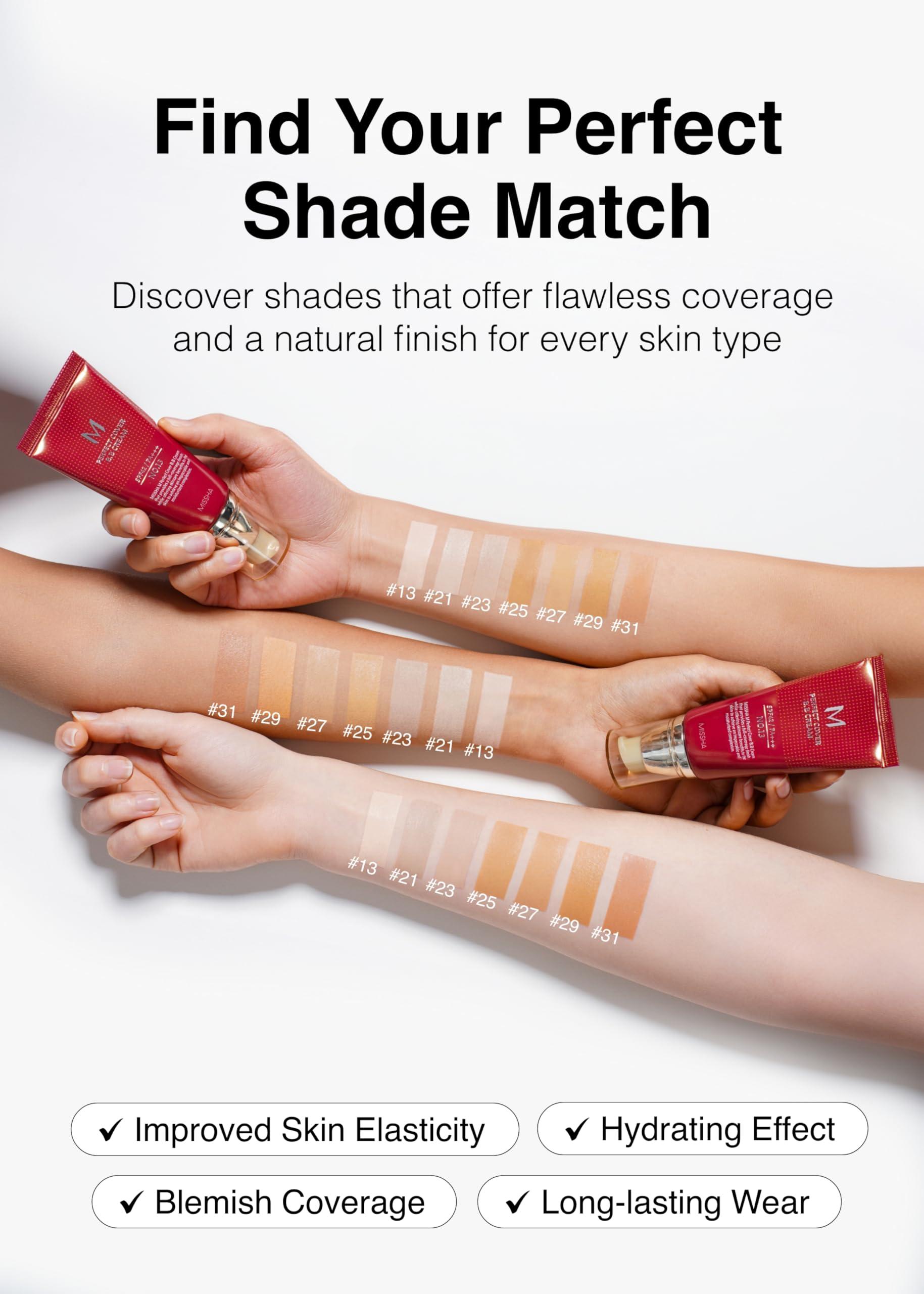 MISSHA MISSHA M Perfect Cover BB Cream No.21 Light Beige for Bright Skin SPF 42 PA +++ 1.69 Fl Oz - Tinted Moisturizer for face with SPF