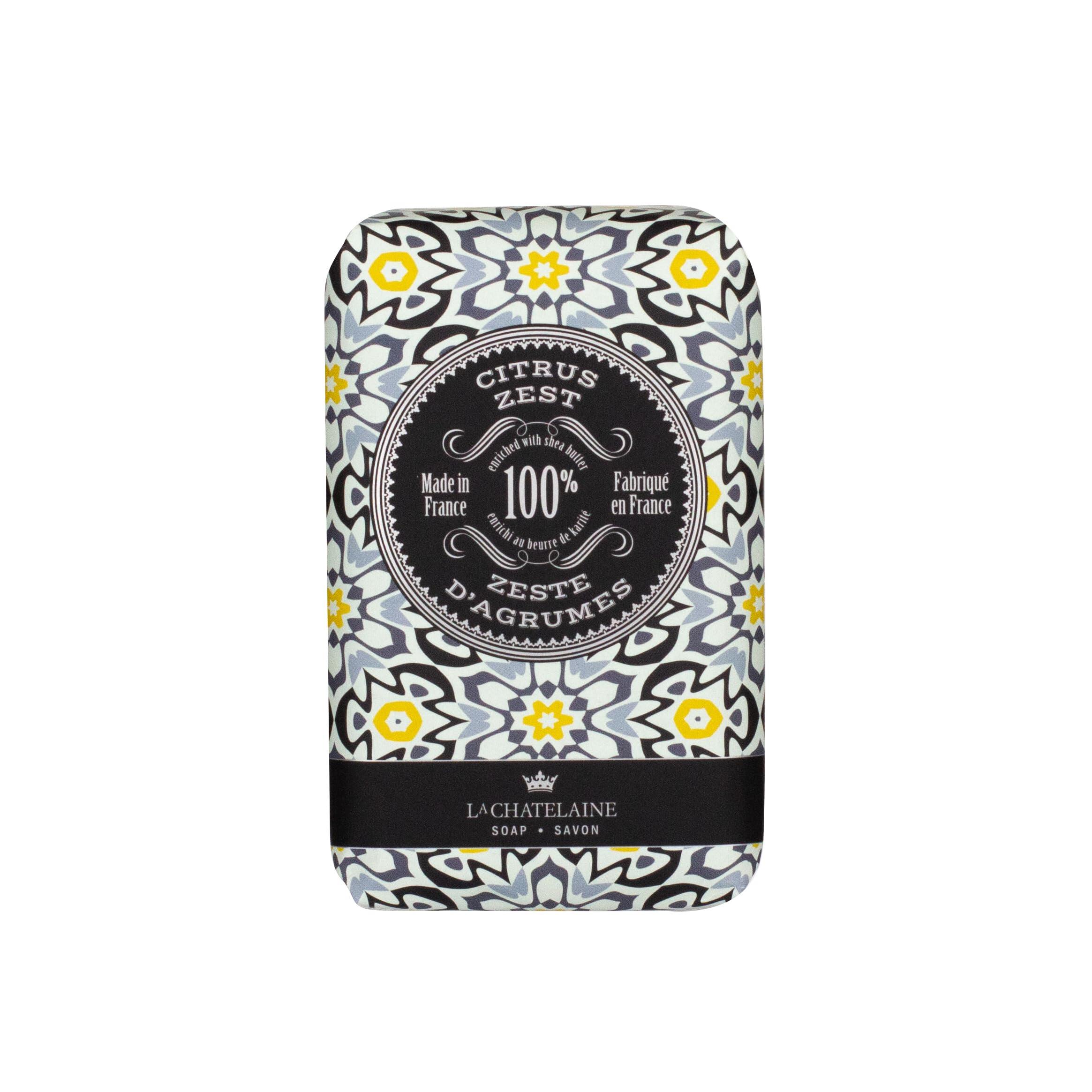 La Chatelaine La Chatelaine Soap Supply Tin Gift Set |Unisex, Men, Women| Plant-based shea butter bar soaps | Made in France | Natural and Organic | Large soap bars | Set of 6, 8.8 oz./250g bars - Gray Mosaic