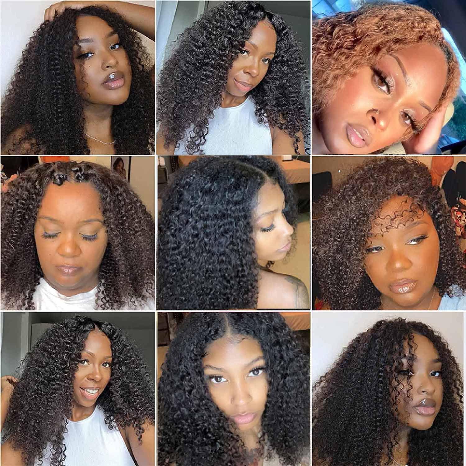 Domiso Domiso 24 Inch Curly V Part Wig Human Hair No Leave Out Thin Part Wig Glueless Wigs Human Hair Pre Plucked U part Wig Beginner Friendly No Sew in No Glue 180% Density