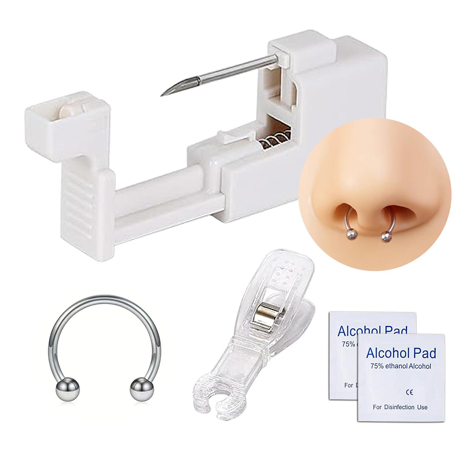 Lovamis Lovamis 5PCS Professional Body Piercing Kit for Septum/Nose/Belly Button/Lip/Nipple, Safe Piercing Gun Kits, Body Piercing Needle Tool Kits Stainless Steel for Women Men(septum piercing kit)