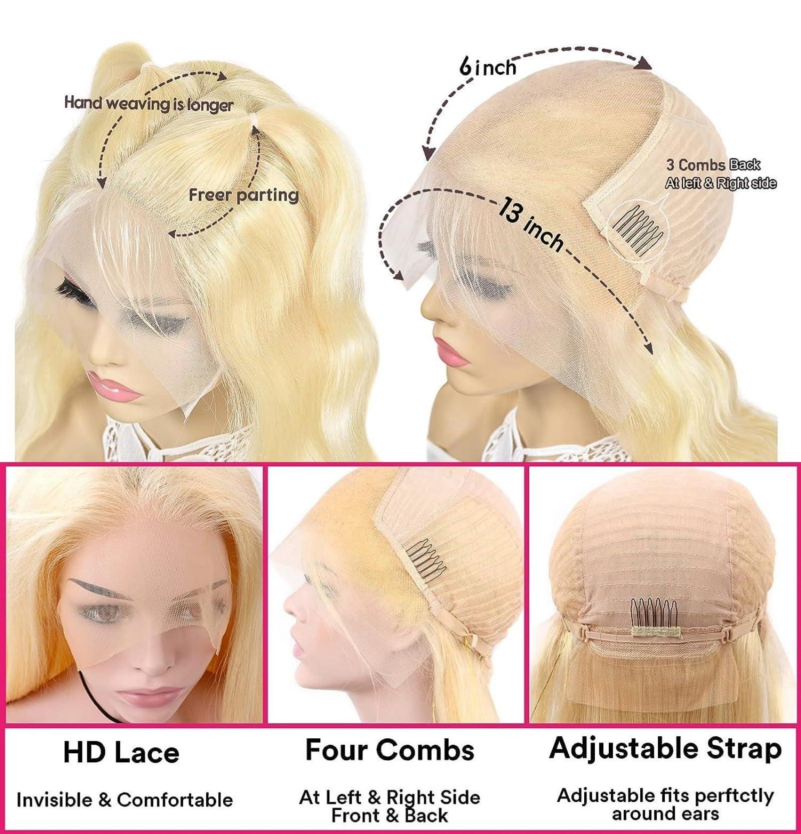 BANGS on TARGET BANGS on TARGET 30 Inch 613 Lace Front Wig Human Hair 210 Density 613 13x6 Blonde Human Hair Wig Body Wave Lace Front Wig Human Hair 613 HD Lace Frontal Wig Pre Plucked with Baby Hair