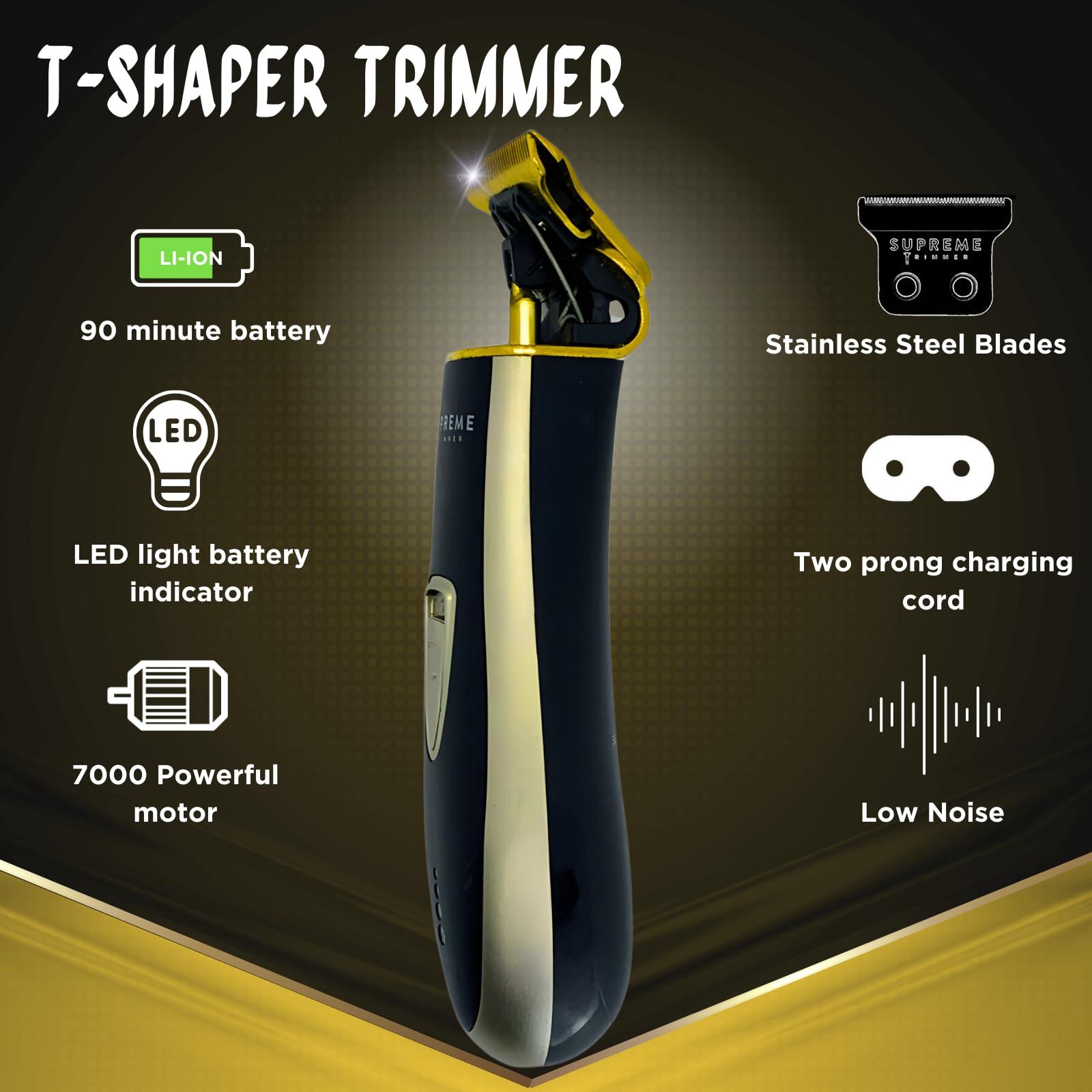 Supreme Trimmer Supreme Trimmer T Shaper | Professional Barber Trimmer Hair Clippers for Men (90 Min Run Time) Cordless Hair Trimmer Zero Gapped Liner Beard Trimmer | ST5210 Gold