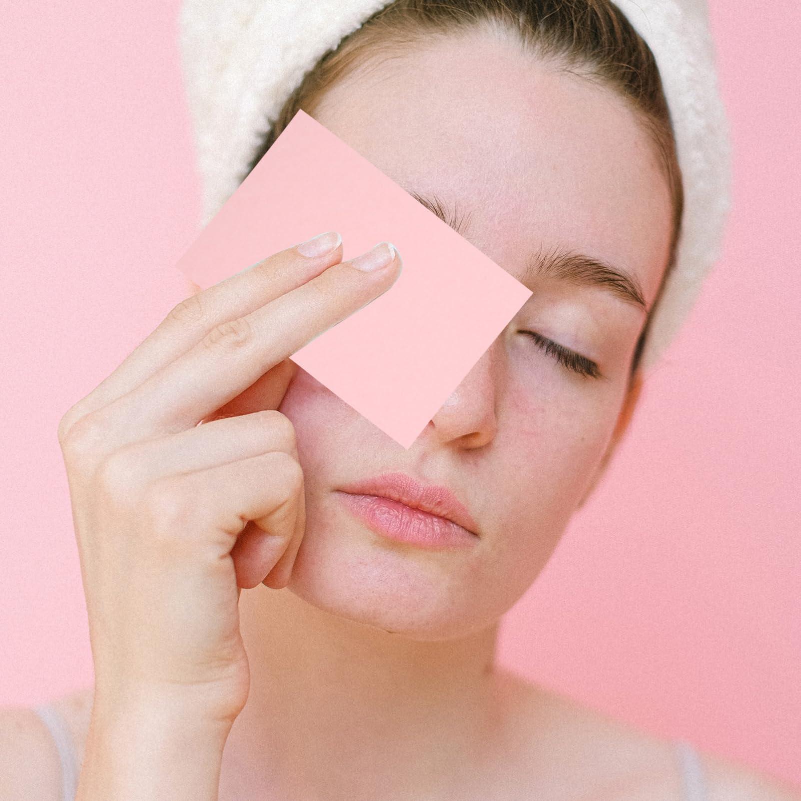 AUTSUPPL AUTSUPPL Oily Face 300 Sheets Facial Oil Blotting Paper Oil Absorbing Tools Oil Oily Simple Skin Care Body Oil Face Oil Pads Oil Paper Absorber Oil Absorber Pink Natural Flax Plant