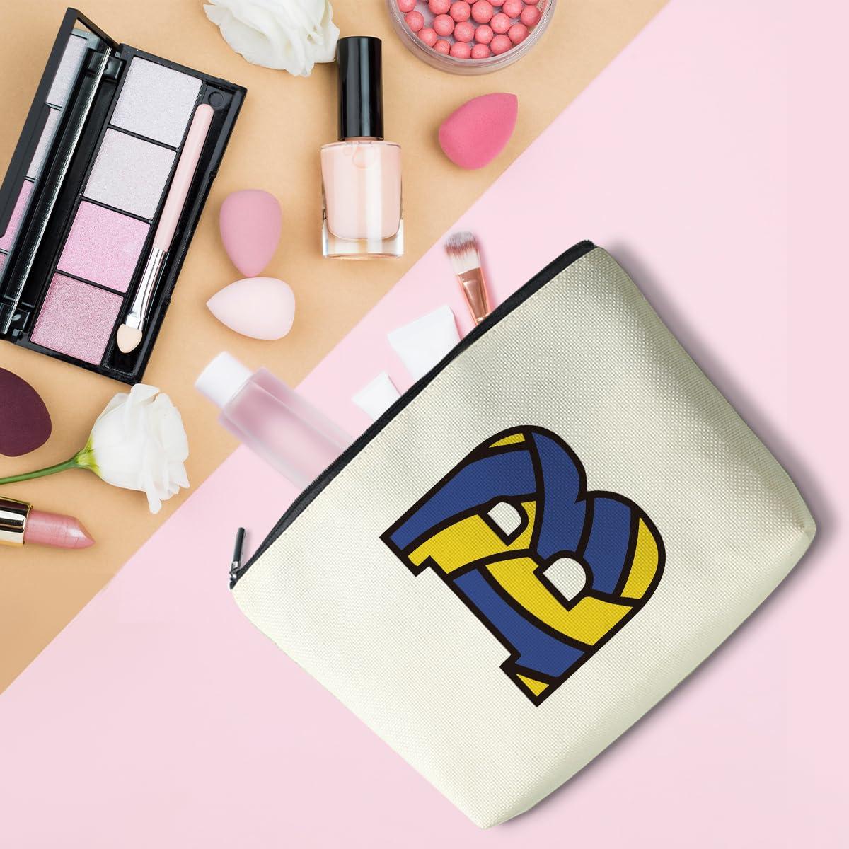 LONGXIN LONGXIN Volleyball Gifts Initial A-Z Personalized Makeup Bag Monogrammed Cosmetic Bags Toiletry Pouch Volleyball Lovers Gifts for Teen Girls Women Friends Coach Players Volleyball Team Gifts (B)