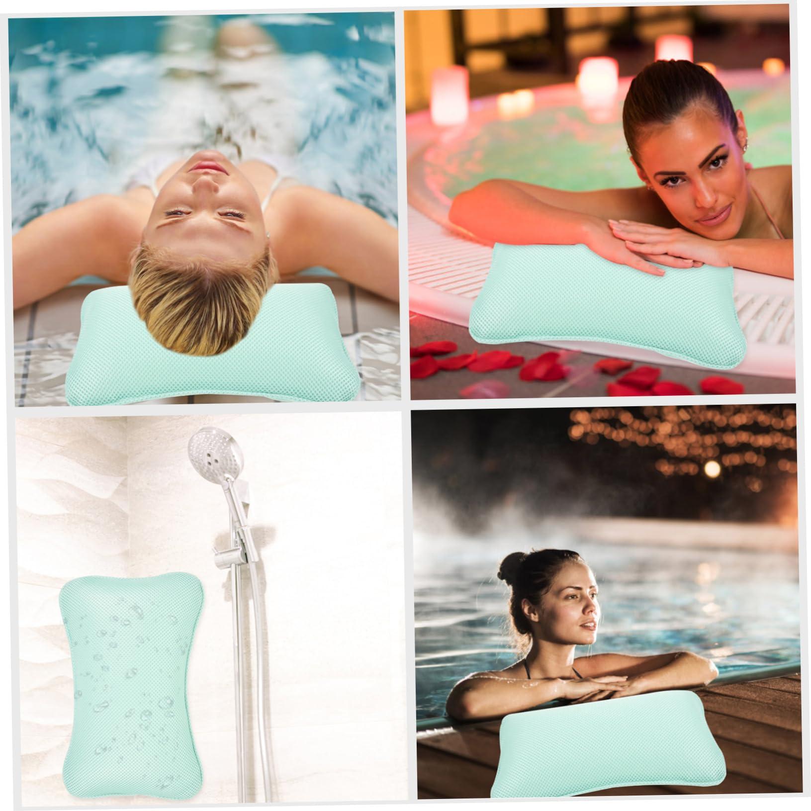 Healeved Healeved 4pcs Bath Tub Pillow Suction Cup Inflatable Spa Pillow for Neck Support Comfortable Headrest Pillow for Bathtub Hot Tubs