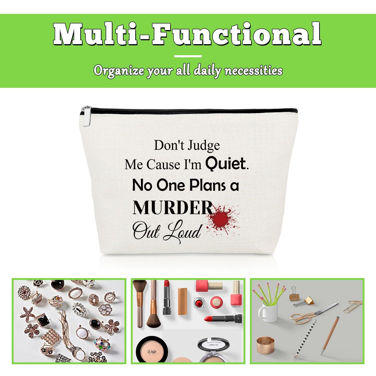 Gevody Gevody Funny True Crime Gifts Serial Killer Makeup Bag True Crime Podcast Lover Gifts for Woman Best Friend Junkie Horror Fans Sister Cosmetic Bag Christmas Halloween Birthday Present Travel Pouch