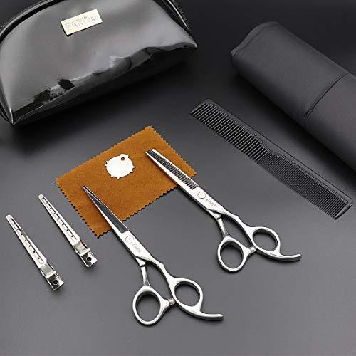 FARI FARI Hair Cutting Scissors Kit, Barber Haircut Thinning Scissors Hairdressing Shears for Salon and Home (Silver)