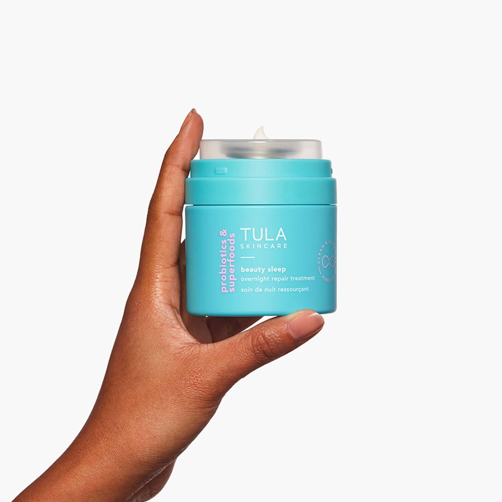 TULA TULA Skin Care Beauty Sleep Overnight Repair Treatment - Anti-Aging, Night Cream, Contains Natural Peptides, AHAs, & Vitamin C to Reduce the Appearance of Lines and Dull Tone, 1.7 oz.