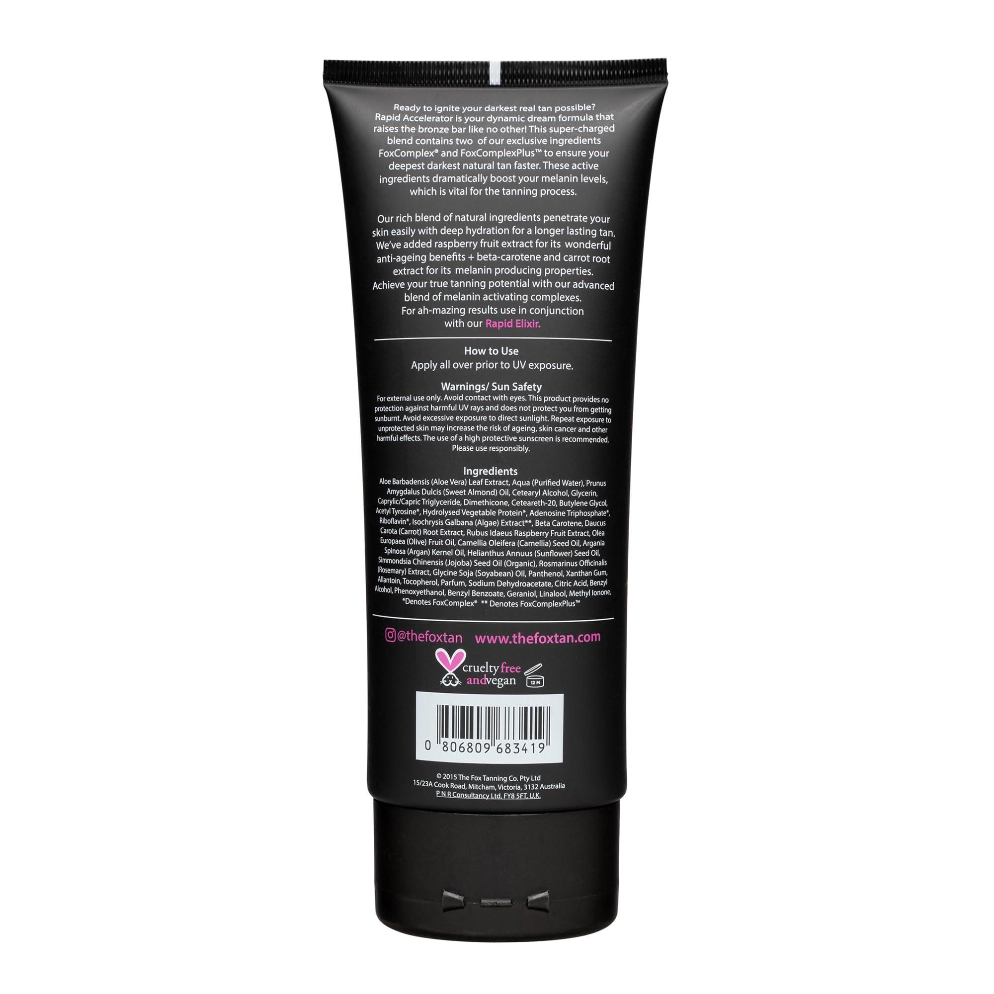 THE FOX TAN The Fox Tan Rapid Accelerator, Accelerator Lotion For Sunbed Tanning, Creates Darker, Faster & Long-Lasting Tans, Vegan & Cruelty-Free, 180mL