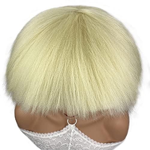 Aimole Aimole Yaki Straight Voluminous Mushroom Wig Blonde Mushroom Head Wig Bowl haircut Wigs Synthetic Wigs