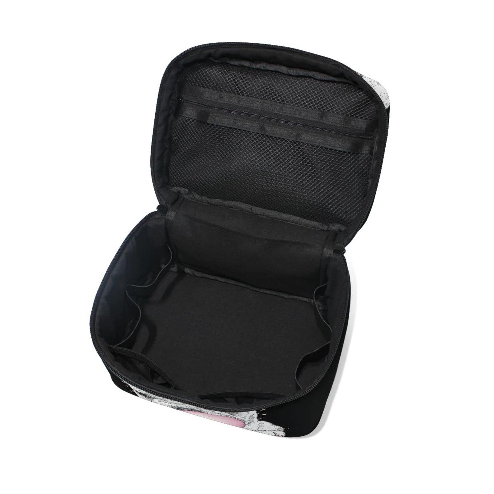 ZOEO ZOEO Makeup Train Case Pink Bulldog Puppy Bubbles Korean Carrying Portable Zip Travel Cosmetic Brush Bag Organizer Large for Girls Women