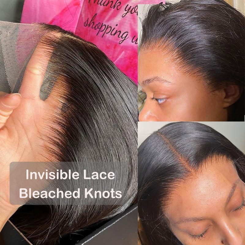 Carrotor Carrotor Bleached Knots 360 Full Lace Front Wigs Human Hair 180% Density Pre Plucked Glueless Invisible HD 360 Lace Front Wigs Human Hair With Adjustable Band (26inches)
