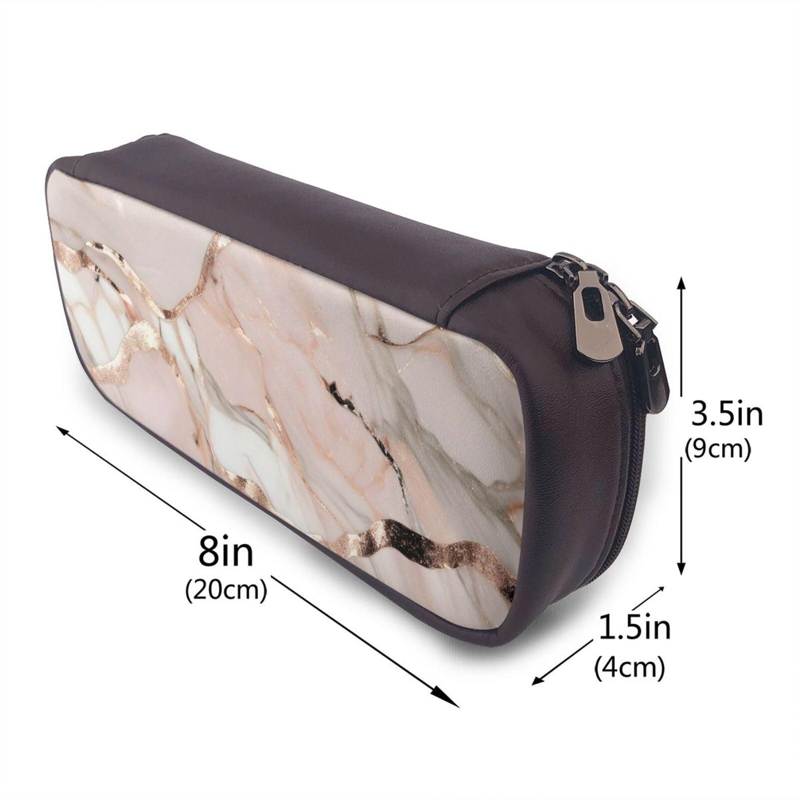 YHBLYKXP YHBLYKXP Rose Gold Marble print Leather Flap Pencil Case,Toiletry Organizer,Zipper Coin Purse, Black