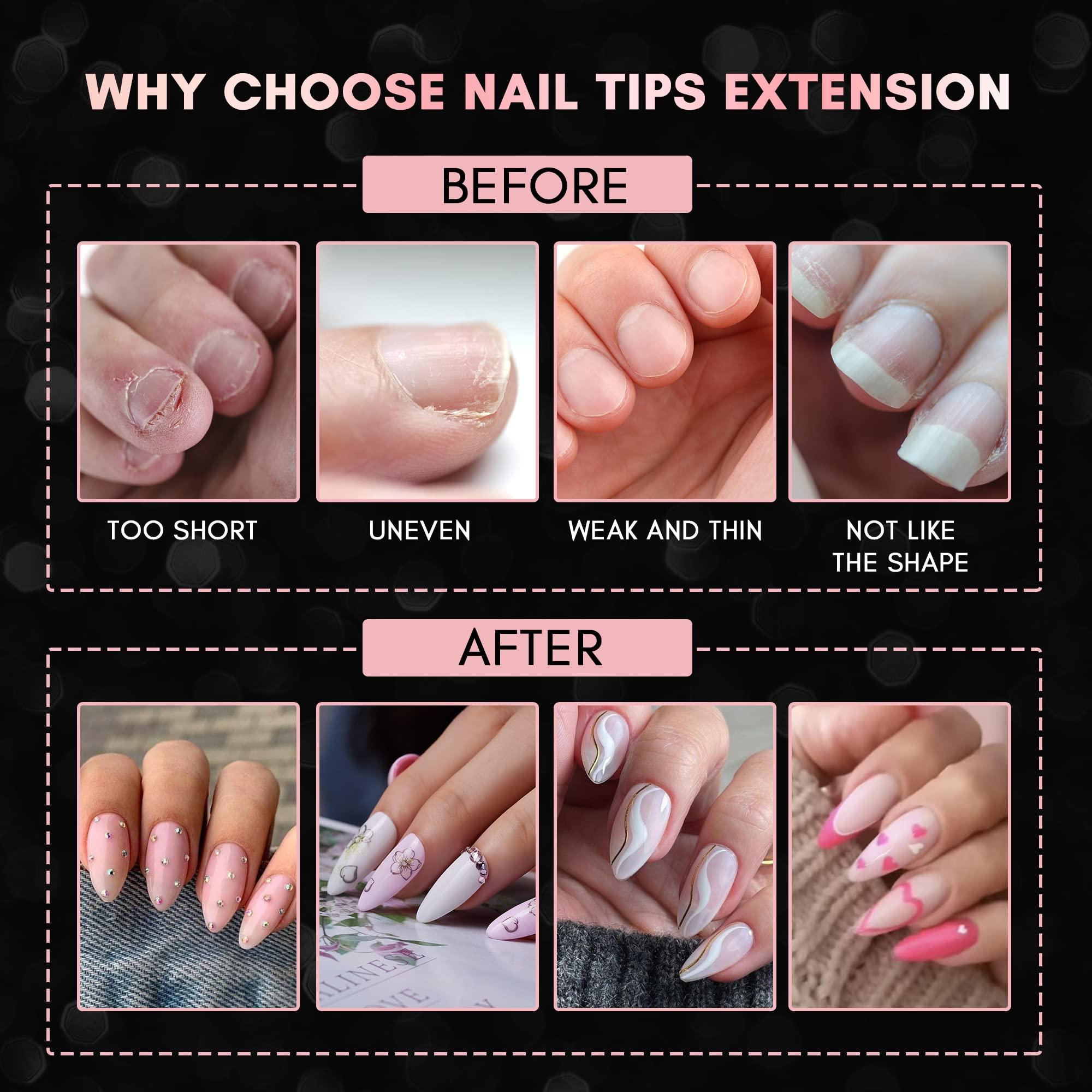 Makartt Makartt 504Pcs Soft Gel Full Cover Tips, Almond Stiletto False Nail Tips Press on Nails Bundle with Makartt Nail Buffer Block Nail Prep Sponge Nail Files 100/180 Grit