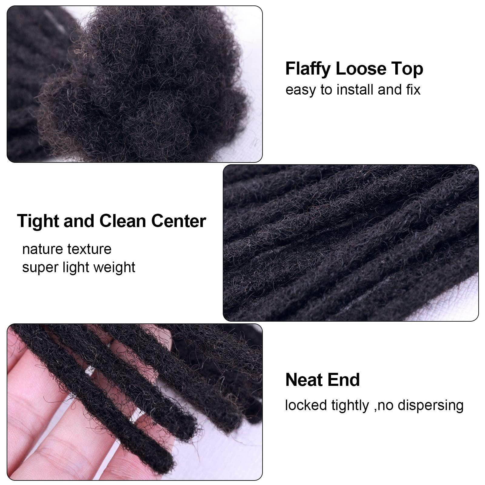 WacanDan WacanDan 100% Human Hair Dreadlock Extensions for Men/Women, 0.4cm Thickness 8 Inch 60 Strands Full Handmade Can be Dyed and Bleached Permanent Loc Extensions Human Hair Natural Black