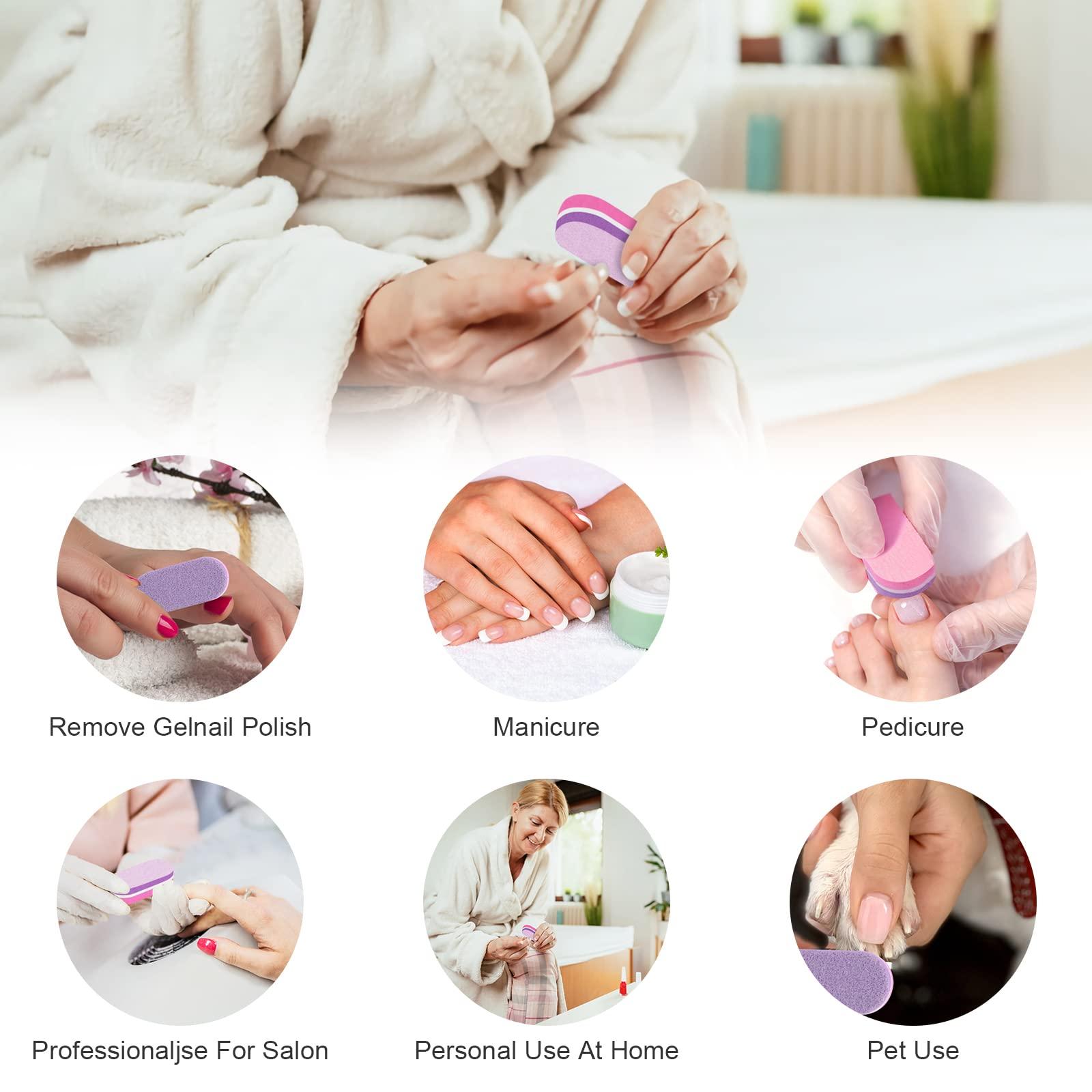 Diesisa Diesisa Mini Nail Buffers, 40pc 100/180 Grit Sponge Mini Nail Files Bulk for Acrylic Nails, Buffer Block Nail File,Mini Bulk Nail buffers Double Sided for Manicure Tools - Pink/Purple