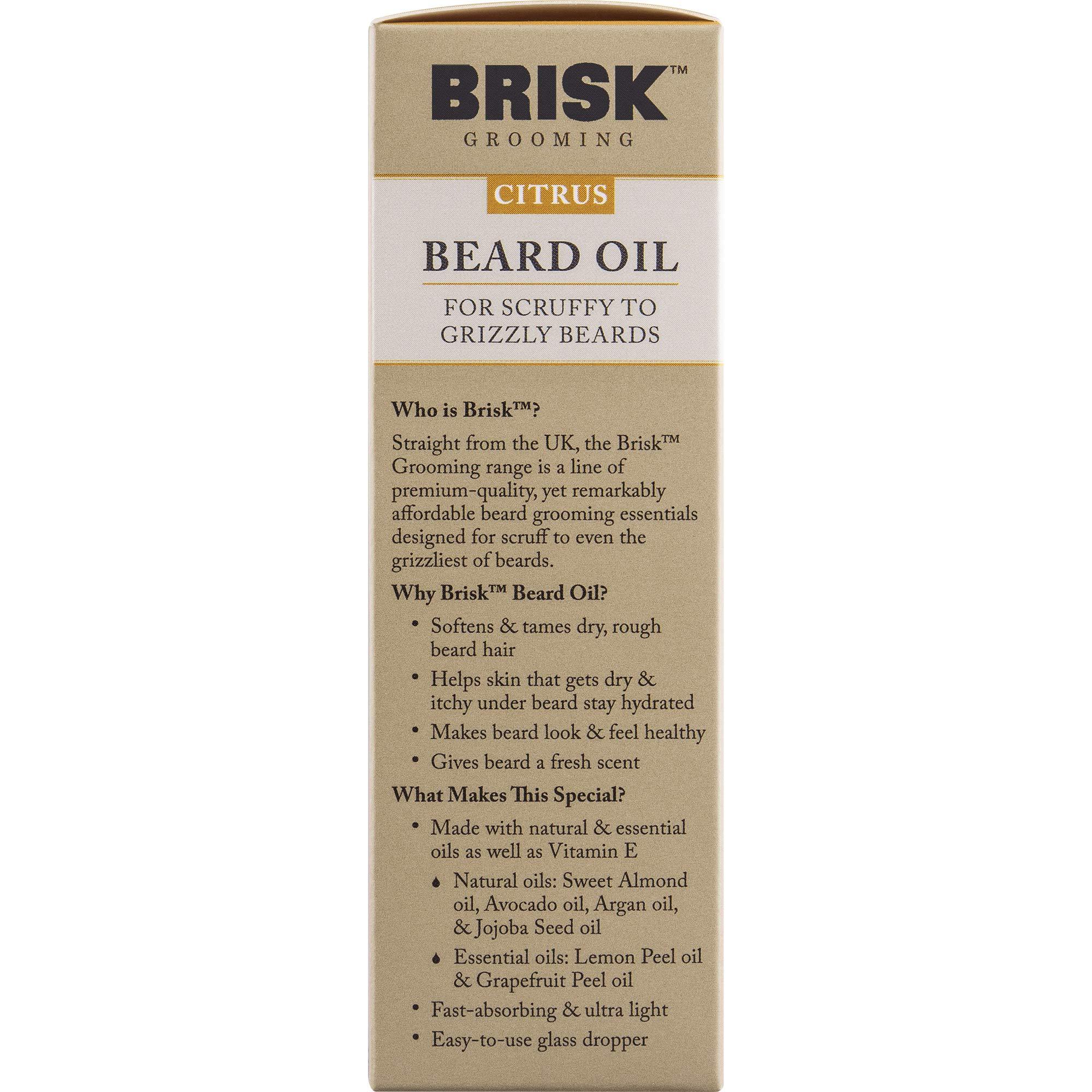 BRISK BRISK Beard Grooming Oil Liquid, Citrus for Beard Hair, 1.7 Oz