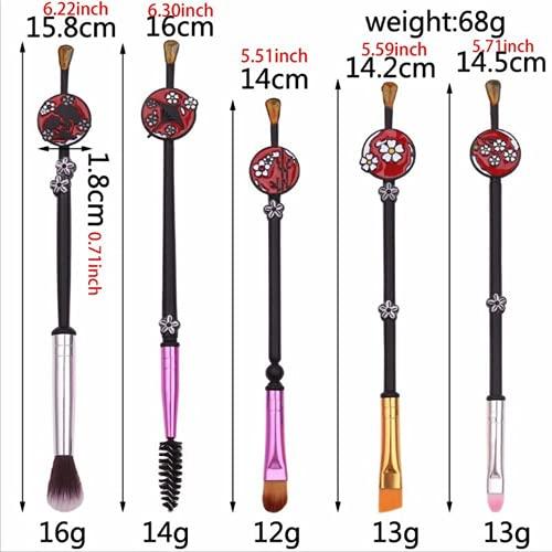 Abnana Abnana 5Pcs Japanese Cherry Blossoms Makeup Brushes Set Cosmetic Tool with Storage Bag