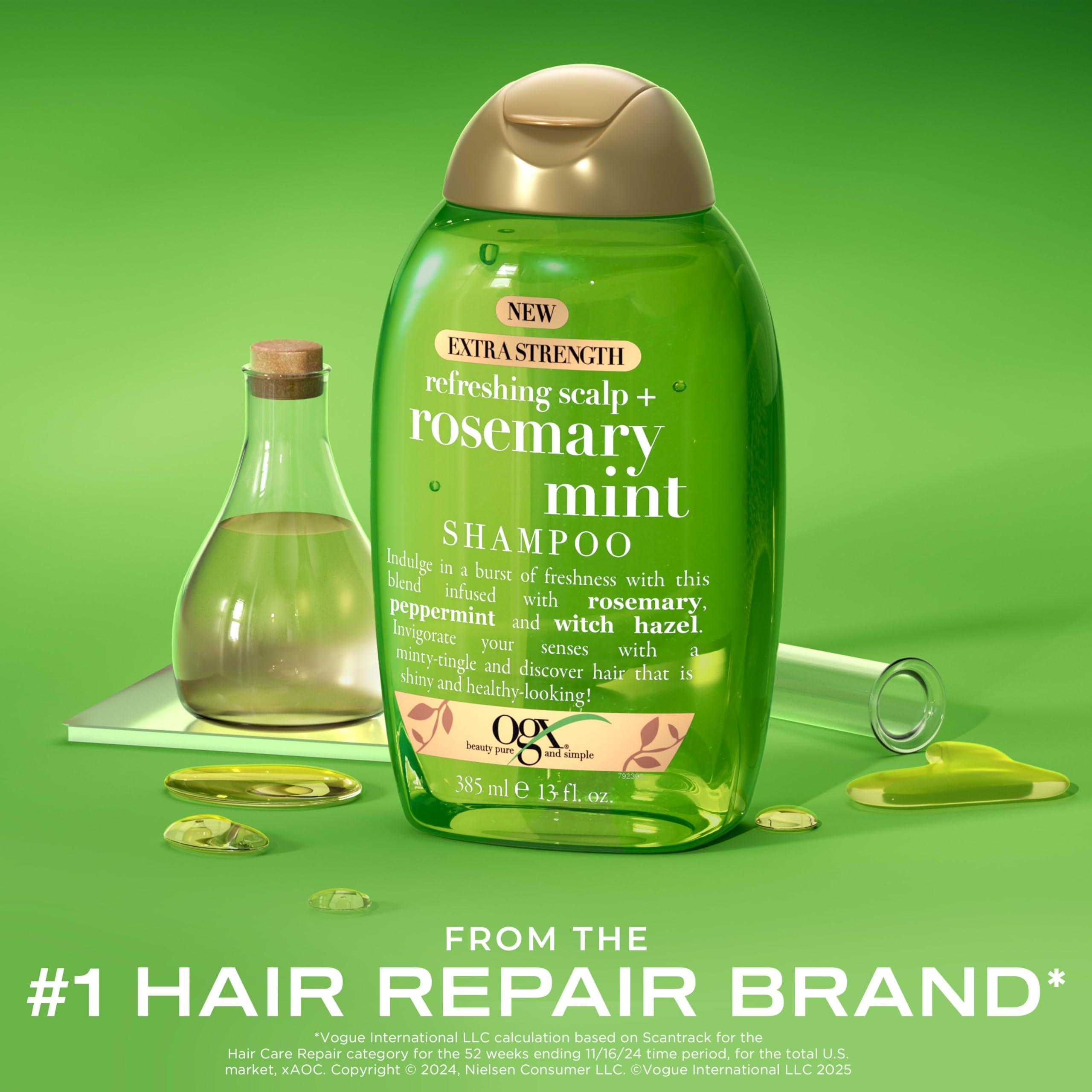 OGX OGX Extra Strength Refreshing Scalp + Rosemary Mint Shampoo, Clarifying Wash Visibly Helps Remove Oil & Residue to Clear Away Buildup, Sulfate-Free Surfactants, 13 fl. Oz